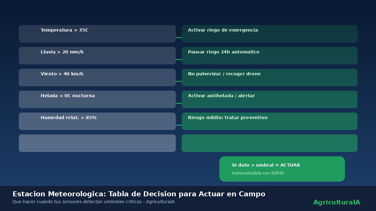 Tabla de decisión estación meteorológica agrícola