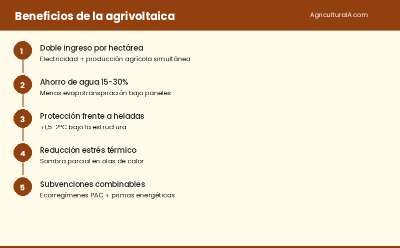 Infografía: beneficios de la agrivoltaica — AgriculturaIA.com