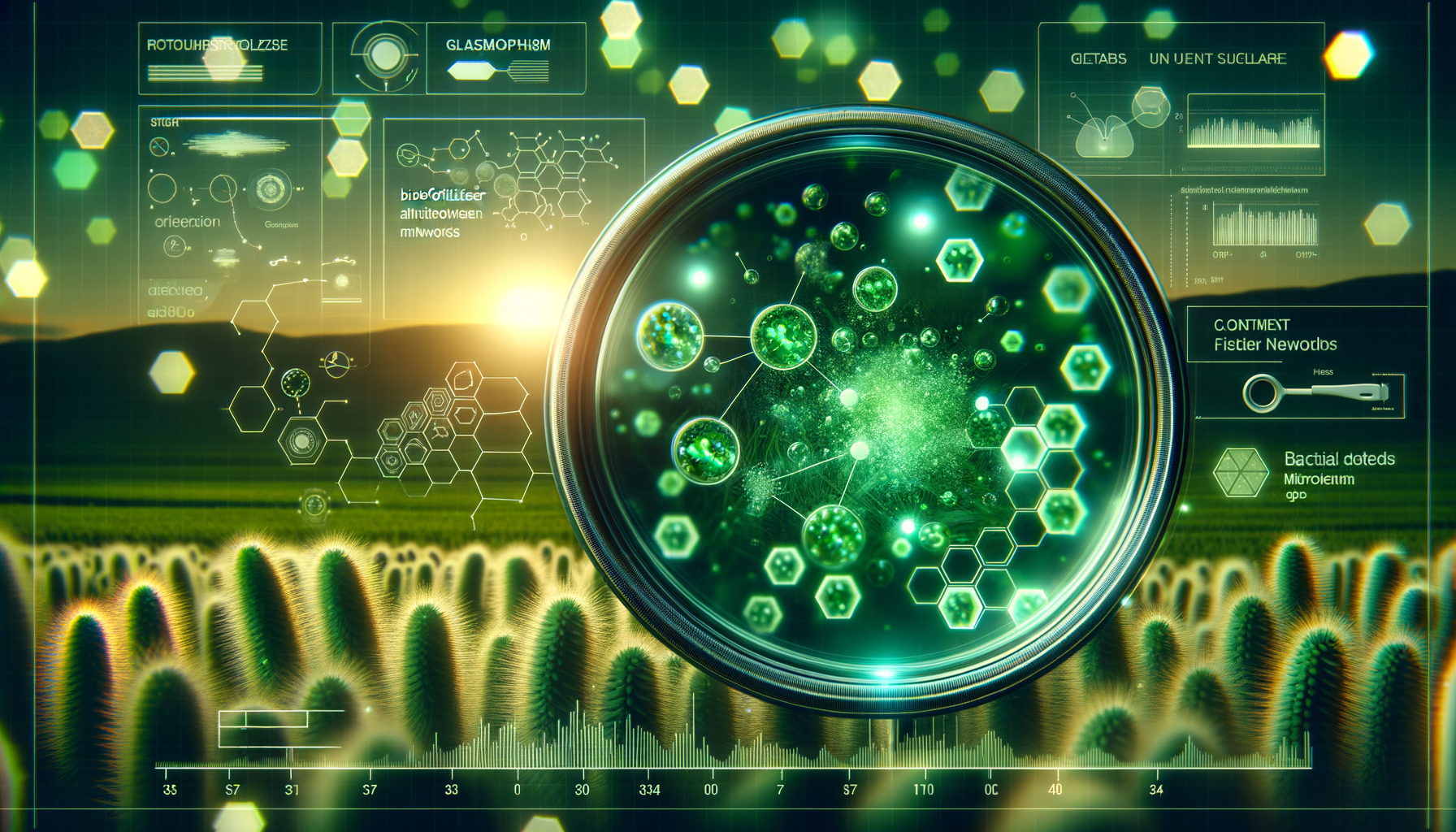 Colonias de microorganismos biofertilizantes con visualización de IA para agricultura española 2026
